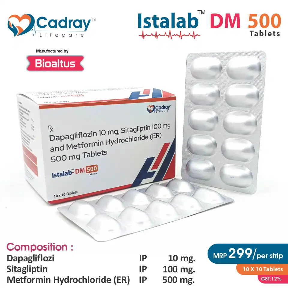 Dapagliflozin 10mg + Metformin 500mg ER + Sitagliptin 100mg | Antidiabetic Tablet | Best Price for PCD Pharma Franchise